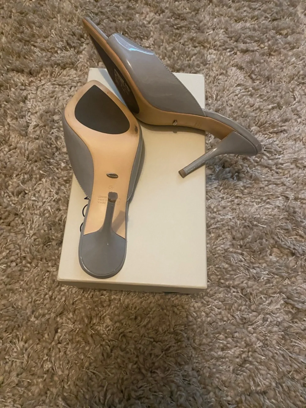 Tony Bianco “Makenzie” Grey Patent Pointed Toe Slide Mules - Picture 8 of 8